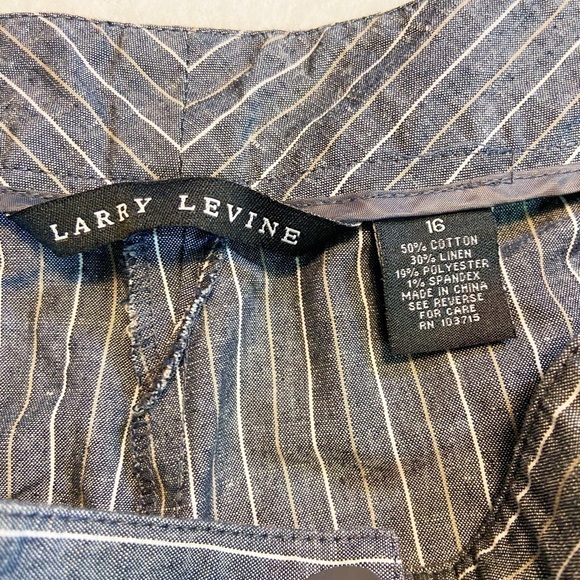 Larry Levine cotton linen grey white pinstripe capri pants 16 - Picture 4 of 8